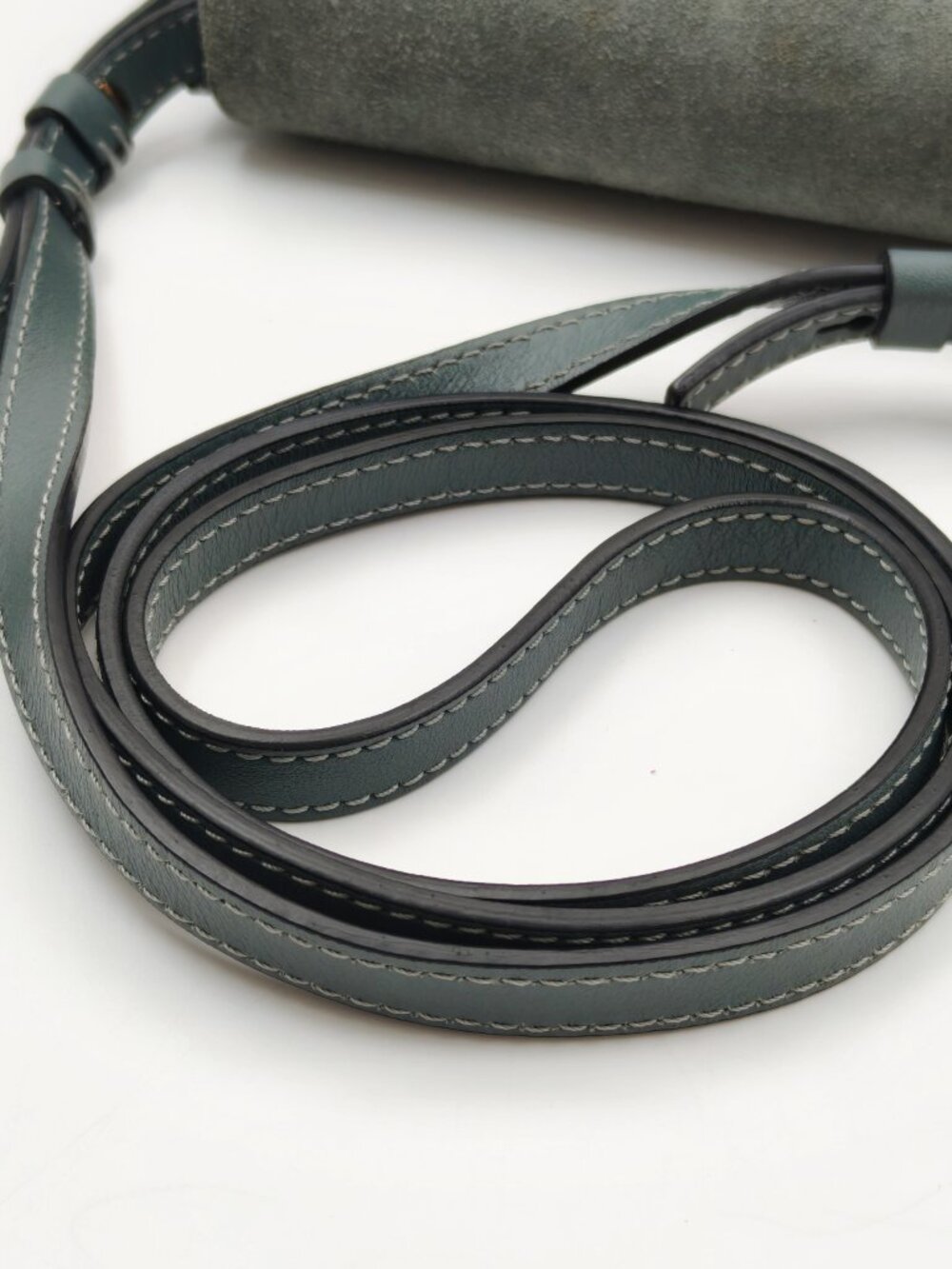 Chloé Faye Small Crossbody Bag Dark Green Suede Leather Gold Chain Authentic - Picture 4 of 12